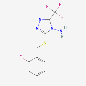 molecular formula C10H8F4N4S B2508736 3-{[(2-fluorophenyl)methyl]sulfanyl}-5-(trifluoromethyl)-4H-1,2,4-triazol-4-amine CAS No. 786660-58-0