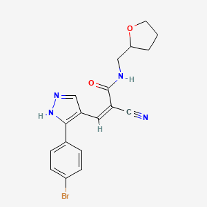 molecular formula C18H17BrN4O2 B2508740 (Z)-3-[5-(4-bromophenyl)-1H-pyrazol-4-yl]-2-cyano-N-(oxolan-2-ylmethyl)prop-2-enamide CAS No. 900692-17-3