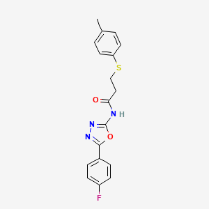 molecular formula C18H16FN3O2S B2508747 N-(5-(4-fluorophenyl)-1,3,4-oxadiazol-2-yl)-3-(p-tolylthio)propanamide CAS No. 895467-77-3