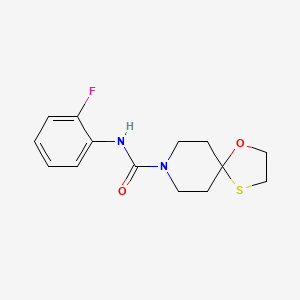 molecular formula C14H17FN2O2S B2508755 N-(2-fluorophenyl)-1-oxa-4-thia-8-azaspiro[4.5]decane-8-carboxamide CAS No. 1351658-67-7