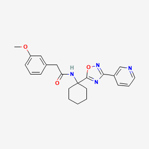 molecular formula C22H24N4O3 B2508757 2-(3-methoxyphenyl)-N-(1-(3-(pyridin-3-yl)-1,2,4-oxadiazol-5-yl)cyclohexyl)acetamide CAS No. 1396856-33-9