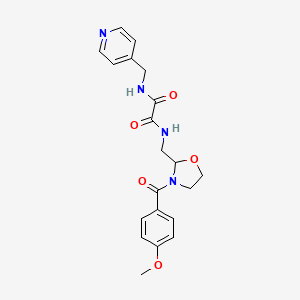 molecular formula C20H22N4O5 B2508764 N-{[3-(4-methoxybenzoyl)-1,3-oxazolidin-2-yl]methyl}-N'-[(pyridin-4-yl)methyl]ethanediamide CAS No. 874805-31-9