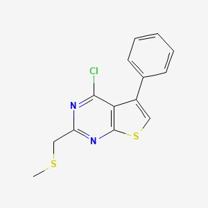 molecular formula C14H11ClN2S2 B2508771 4-Chloro-2-[(methylsulfanyl)methyl]-5-phenylthieno[2,3-d]pyrimidine CAS No. 885460-18-4