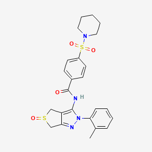 molecular formula C24H26N4O4S2 B2508781 N-[2-(2-methylphenyl)-5-oxo-4,6-dihydrothieno[3,4-c]pyrazol-3-yl]-4-piperidin-1-ylsulfonylbenzamide CAS No. 1007550-32-4