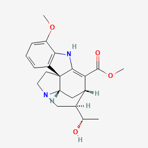 molecular formula C21H26N2O4 B2508792 Methyl (1R,11S,12R,17S)-12-[(1S)-1-hydroxyethyl]-6-methoxy-8,14-diazapentacyclo[9.5.2.01,9.02,7.014,17]octadeca-2(7),3,5,9-tetraene-10-carboxylate CAS No. 90762-31-5