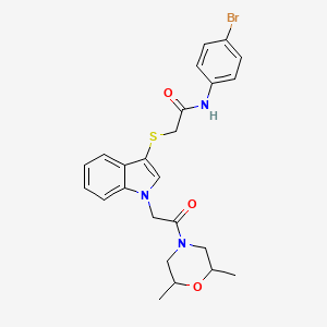 molecular formula C24H26BrN3O3S B2508805 N-(4-bromophenyl)-2-({1-[2-(2,6-dimethylmorpholin-4-yl)-2-oxoethyl]-1H-indol-3-yl}sulfanyl)acetamide CAS No. 892742-78-8
