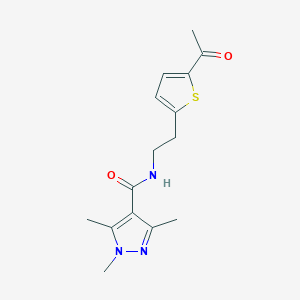 molecular formula C15H19N3O2S B2508815 N-(2-(5-acetylthiophen-2-yl)ethyl)-1,3,5-trimethyl-1H-pyrazole-4-carboxamide CAS No. 2034542-13-5