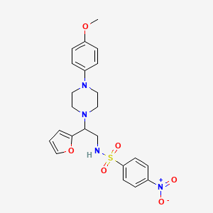 molecular formula C23H26N4O6S B2508830 N-[2-(furan-2-yl)-2-[4-(4-methoxyphenyl)piperazin-1-yl]ethyl]-4-nitrobenzene-1-sulfonamide CAS No. 877649-11-1