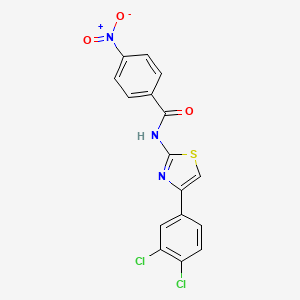 molecular formula C16H9Cl2N3O3S B2508834 N-[4-(3,4-dichlorophenyl)-1,3-thiazol-2-yl]-4-nitrobenzamide CAS No. 312925-42-1