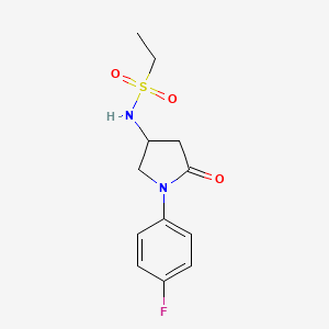 molecular formula C12H15FN2O3S B2508838 N-(1-(4-fluorophenyl)-5-oxopyrrolidin-3-yl)ethanesulfonamide CAS No. 896314-40-2