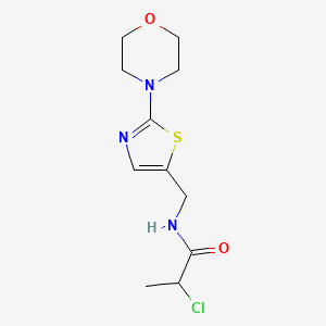 molecular formula C11H16ClN3O2S B2508840 2-Chloro-N-[(2-morpholin-4-yl-1,3-thiazol-5-yl)methyl]propanamide CAS No. 2411269-88-8