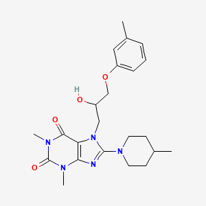 molecular formula C23H31N5O4 B2508841 7-(2-hydroxy-3-(m-tolyloxy)propyl)-1,3-dimethyl-8-(4-methylpiperidin-1-yl)-1H-purine-2,6(3H,7H)-dione CAS No. 923107-06-6