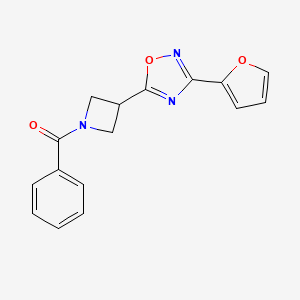 molecular formula C16H13N3O3 B2508842 (3-(3-(Furan-2-yl)-1,2,4-oxadiazol-5-yl)azetidin-1-yl)(phenyl)methanone CAS No. 1428355-76-3