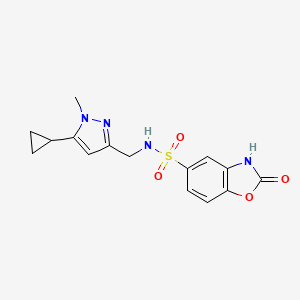 molecular formula C15H16N4O4S B2508856 N-((5-cyclopropyl-1-methyl-1H-pyrazol-3-yl)methyl)-2-oxo-2,3-dihydrobenzo[d]oxazole-5-sulfonamide CAS No. 1448060-53-4