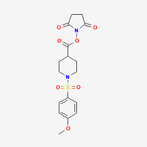 molecular formula C17H20N2O7S B2508872 1-[({1-[(4-Methoxyphenyl)sulfonyl]piperidin-4-yl}carbonyl)oxy]pyrrolidine-2,5-dione CAS No. 903853-23-6