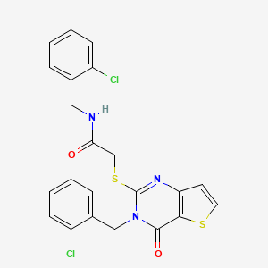molecular formula C22H17Cl2N3O2S2 B2508942 N-(2-chlorobenzyl)-2-((3-(2-chlorobenzyl)-4-oxo-3,4-dihydrothieno[3,2-d]pyrimidin-2-yl)thio)acetamide CAS No. 1798539-21-5