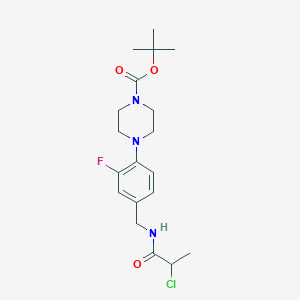 molecular formula C19H27ClFN3O3 B2508943 Tert-butyl 4-[4-[(2-chloropropanoylamino)methyl]-2-fluorophenyl]piperazine-1-carboxylate CAS No. 2411301-76-1