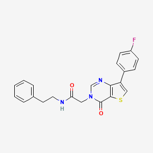 molecular formula C22H18FN3O2S B2508993 2-[7-(4-fluorophenyl)-4-oxo-3H,4H-thieno[3,2-d]pyrimidin-3-yl]-N-(2-phenylethyl)acetamide CAS No. 1207047-92-4
