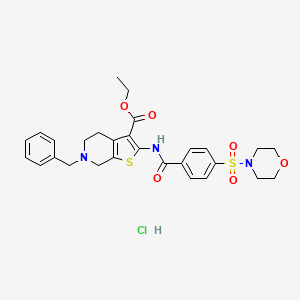 molecular formula C28H32ClN3O6S2 B2508999 Ethyl 6-benzyl-2-(4-(morpholinosulfonyl)benzamido)-4,5,6,7-tetrahydrothieno[2,3-c]pyridine-3-carboxylate hydrochloride CAS No. 1219226-16-0