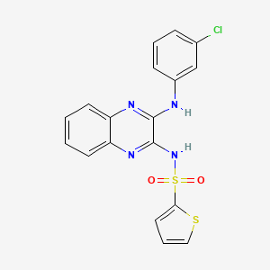 molecular formula C18H13ClN4O2S2 B2509013 N-{3-[(3-chlorophenyl)amino]quinoxalin-2-yl}thiophene-2-sulfonamide CAS No. 714284-14-7