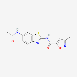 molecular formula C14H12N4O3S B2509028 N-(6-acetamido-1,3-benzothiazol-2-yl)-3-methyl-1,2-oxazole-5-carboxamide CAS No. 946318-09-8
