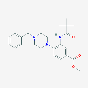 molecular formula C24H31N3O3 B250904 METHYL 4-(4-BENZYLPIPERAZIN-1-YL)-3-(2,2-DIMETHYLPROPANAMIDO)BENZOATE 