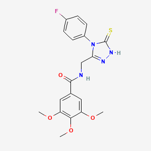 molecular formula C19H19FN4O4S B2509046 N-{[4-(4-fluorophenyl)-5-sulfanylidene-4,5-dihydro-1H-1,2,4-triazol-3-yl]methyl}-3,4,5-trimethoxybenzamide CAS No. 391887-67-5