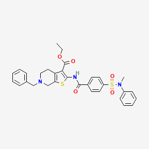 molecular formula C31H31N3O5S2 B2509068 ethyl 6-benzyl-2-{4-[methyl(phenyl)sulfamoyl]benzamido}-4H,5H,6H,7H-thieno[2,3-c]pyridine-3-carboxylate CAS No. 379701-62-9