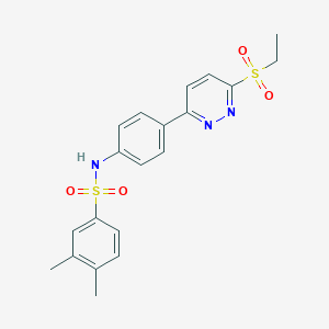 molecular formula C20H21N3O4S2 B2509094 N-(4-(6-(ethylsulfonyl)pyridazin-3-yl)phenyl)-3,4-dimethylbenzenesulfonamide CAS No. 921542-89-4