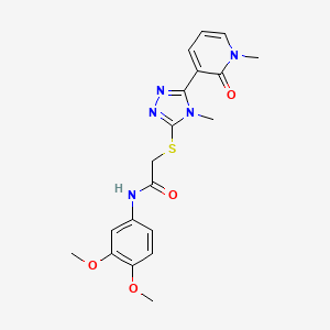 molecular formula C19H21N5O4S B2509112 N-(3,4-dimethoxyphenyl)-2-((4-methyl-5-(1-methyl-2-oxo-1,2-dihydropyridin-3-yl)-4H-1,2,4-triazol-3-yl)thio)acetamide CAS No. 1105227-18-6