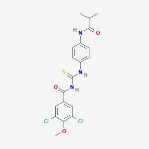 molecular formula C19H19Cl2N3O3S B250913 N-[4-({[(3,5-dichloro-4-methoxybenzoyl)amino]carbothioyl}amino)phenyl]-2-methylpropanamide 