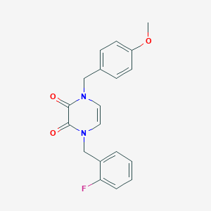 1-[(2-Fluorophenyl)methyl]-4-[(4-methoxyphenyl)methyl]pyrazine-2,3-dione