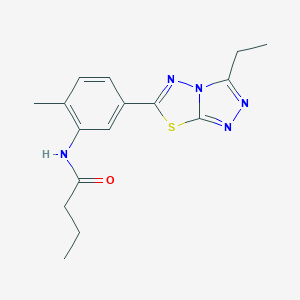 molecular formula C16H19N5OS B250919 N-[5-(3-ethyl[1,2,4]triazolo[3,4-b][1,3,4]thiadiazol-6-yl)-2-methylphenyl]butanamide 