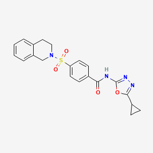 molecular formula C21H20N4O4S B2509221 N-(5-cyclopropyl-1,3,4-oxadiazol-2-yl)-4-((3,4-dihydroisoquinolin-2(1H)-yl)sulfonyl)benzamide CAS No. 862807-08-7