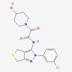 molecular formula C18H19ClN4O3S B2509266 N-[2-(3-chlorophenyl)-2H,4H,6H-thieno[3,4-c]pyrazol-3-yl]-2-(4-hydroxypiperidin-1-yl)-2-oxoacetamide CAS No. 946209-37-6