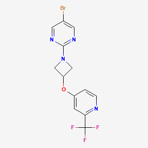 molecular formula C13H10BrF3N4O B2509283 5-Bromo-2-(3-{[2-(trifluoromethyl)pyridin-4-yl]oxy}azetidin-1-yl)pyrimidine CAS No. 2380095-66-7