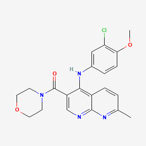 (4-((3-Chloro-4-methoxyphenyl)amino)-7-methyl-1,8-naphthyridin-3-yl)(morpholino)methanone
