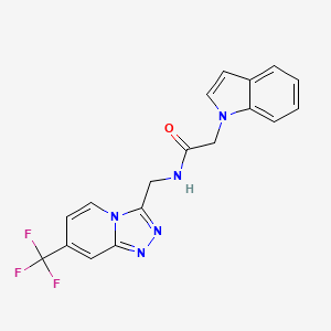 2-(1H-indol-1-yl)-N-((7-(trifluoromethyl)-[1,2,4]triazolo[4,3-a]pyridin-3-yl)methyl)acetamide