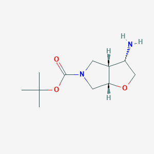 molecular formula C11H20N2O3 B2509331 tert-butyl (3S,3aR,6aS)-3-amino-hexahydro-2H-furo[2,3-c]pyrrole-5-carboxylate CAS No. 1932573-24-4