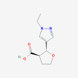 molecular formula C10H14N2O3 B2509410 rac-(2R,3R)-2-(1-ethyl-1H-pyrazol-4-yl)oxolane-3-carboxylic acid, trans CAS No. 1807940-51-7