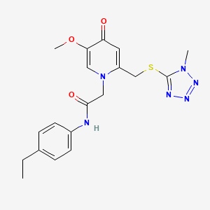 molecular formula C19H22N6O3S B2509415 N-(4-ethylphenyl)-2-(5-methoxy-2-(((1-methyl-1H-tetrazol-5-yl)thio)methyl)-4-oxopyridin-1(4H)-yl)acetamide CAS No. 1005291-99-5