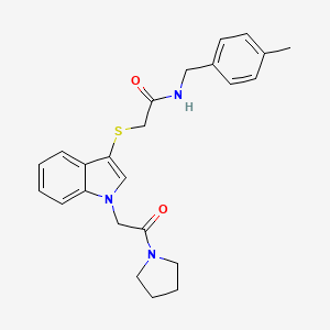 molecular formula C24H27N3O2S B2509430 N-[(4-METHYLPHENYL)METHYL]-2-({1-[2-OXO-2-(PYRROLIDIN-1-YL)ETHYL]-1H-INDOL-3-YL}SULFANYL)ACETAMIDE CAS No. 877659-17-1