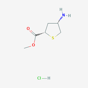 molecular formula C6H12ClNO2S B2509479 rac-methyl(2R,4R)-4-aminothiolane-2-carboxylatehydrochloride,cis CAS No. 2287246-95-9