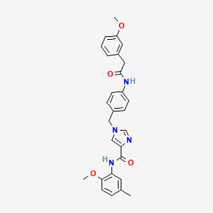 molecular formula C28H28N4O4 B2509490 N-(2-methoxy-5-methylphenyl)-1-({4-[2-(3-methoxyphenyl)acetamido]phenyl}methyl)-1H-imidazole-4-carboxamide CAS No. 1251575-13-9