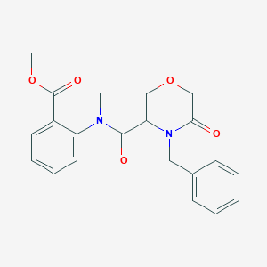 molecular formula C21H22N2O5 B2509499 methyl 2-(N-methyl4-benzyl-5-oxomorpholine-3-amido)benzoate CAS No. 1351582-13-2