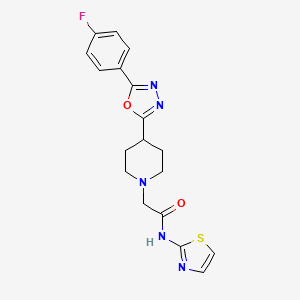 molecular formula C18H18FN5O2S B2509501 2-(4-(5-(4-fluorophenyl)-1,3,4-oxadiazol-2-yl)piperidin-1-yl)-N-(thiazol-2-yl)acetamide CAS No. 1251626-12-6
