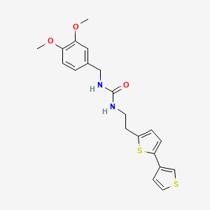 molecular formula C20H22N2O3S2 B2509524 1-(2-([2,3'-Bithiophen]-5-yl)ethyl)-3-(3,4-dimethoxybenzyl)urea CAS No. 2034566-06-6
