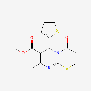methyl 8-methyl-4-oxo-6-thiophen-2-yl-3,6-dihydro-2H-pyrimido[2,1-b][1,3]thiazine-7-carboxylate
