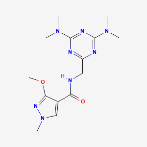 molecular formula C14H22N8O2 B2509589 N-((4,6-bis(dimethylamino)-1,3,5-triazin-2-yl)methyl)-3-methoxy-1-methyl-1H-pyrazole-4-carboxamide CAS No. 2034272-34-7
