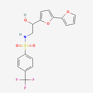molecular formula C17H14F3NO5S B2509616 N-(2-{[2,2'-bifuran]-5-yl}-2-hydroxyethyl)-4-(trifluoromethyl)benzene-1-sulfonamide CAS No. 2320544-24-7